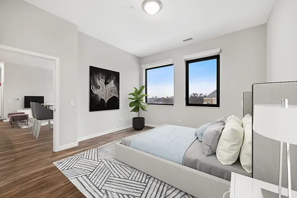 Contemporary finishes paired with warm architectural details